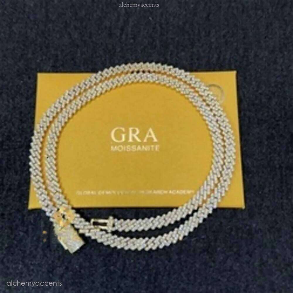 5mm Width One Row Iced Out Man Jewelry Gra Certificates Pass Dia Tester Vvs1 Moissanite Cuban Link Chain Necklace