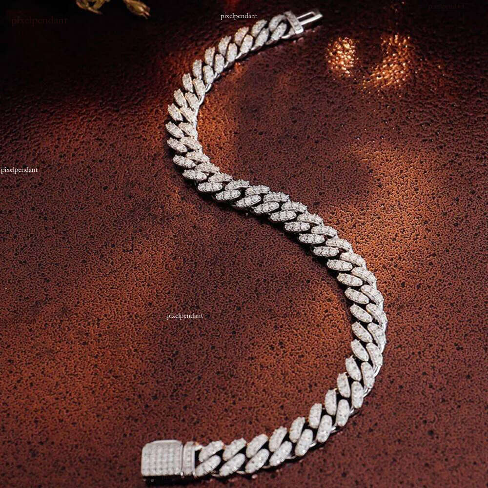 Hot Sale 20mm Hip Hop Link Sier Gold Plated Necklace Iced Out Cuban Chain Moissanite