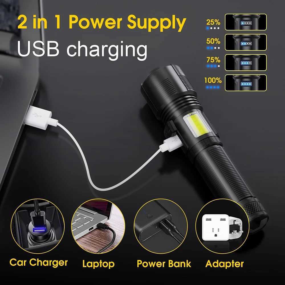 1900000140 300W LED Most Powerful Flashlight 18650 X50 USB Rechargeable High Power Torch Light 10000mAh Tactical Lantern Z250802