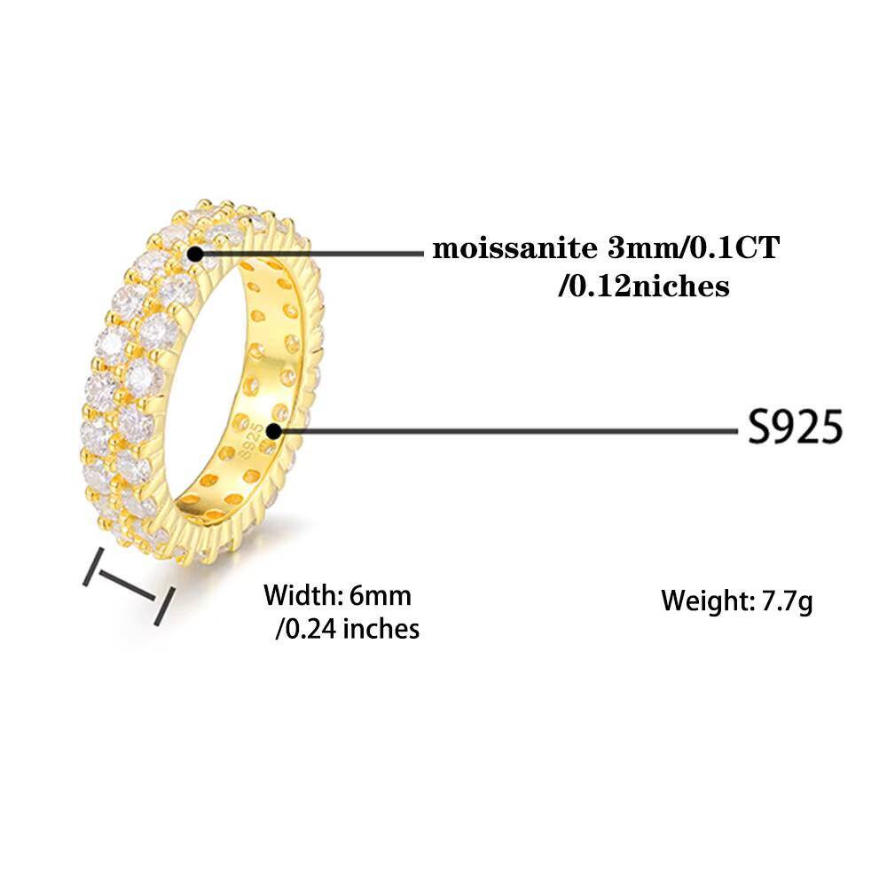 1pc Inlaid 1ct Round Cut 3MM Moissanite Wedding Ring 925 Sterling Silver Engagement Rings