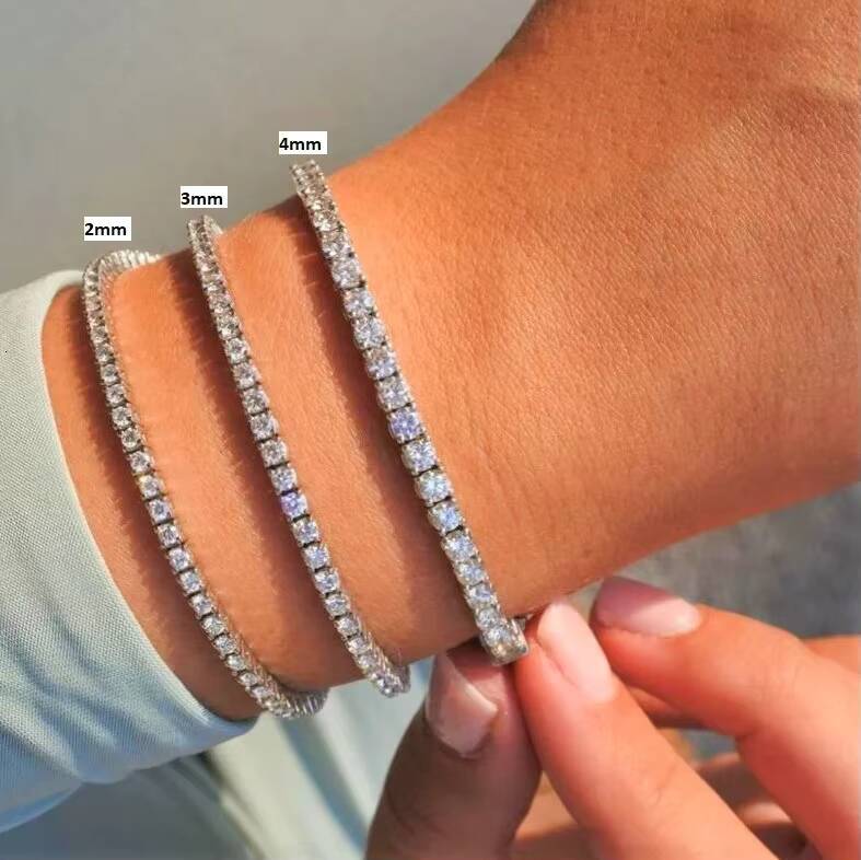 Iced Out 925 Sterling Silver Tennis Bracelet Rose White Yellow Tennis Chain 4mm Moissanite Diamond Bracelet for Man Women