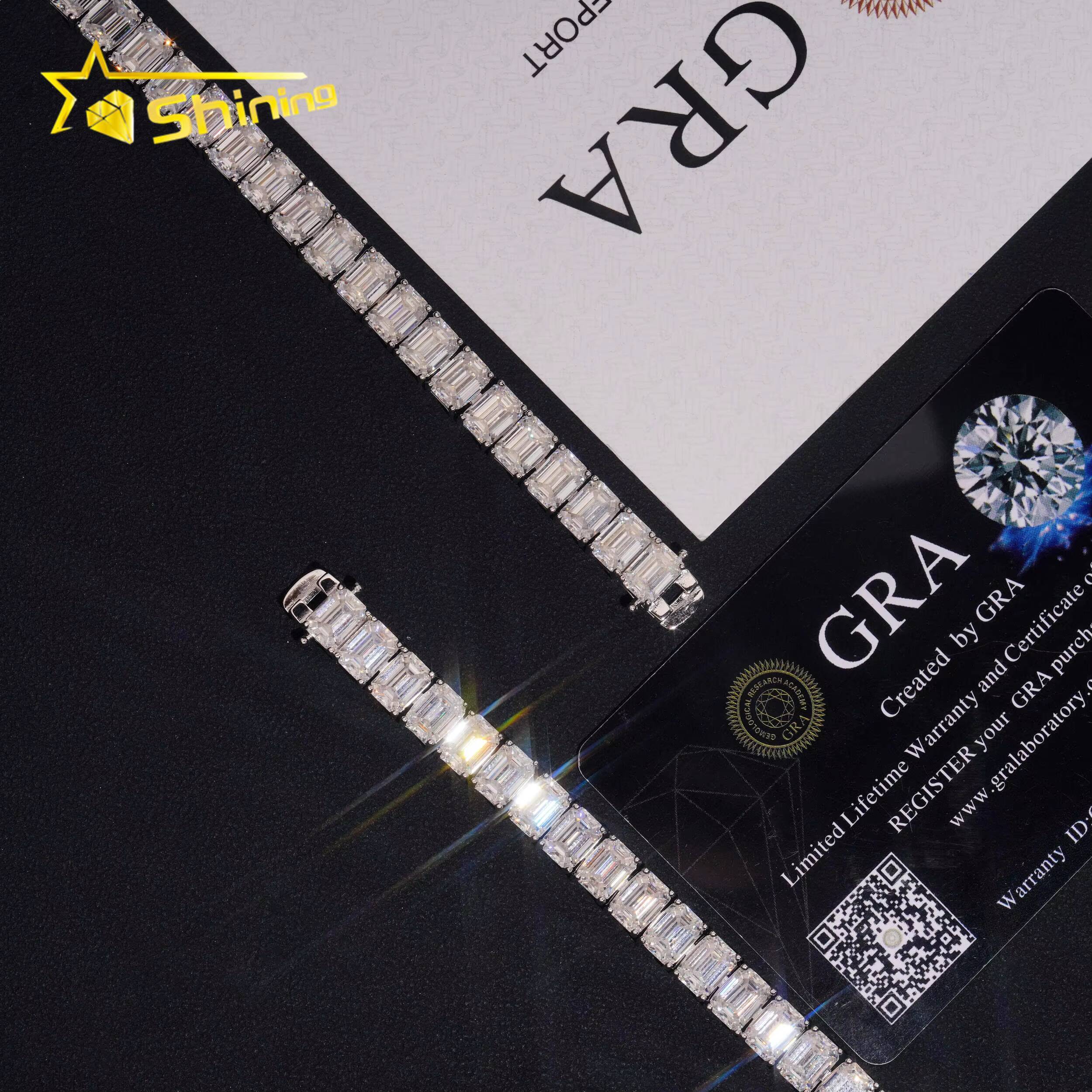 Luxury Emerald Cut Moissanite 5x7mm Tennis Bracelet 18k Gold Plated 925 Silver Fashion Design High Quality Bracelet