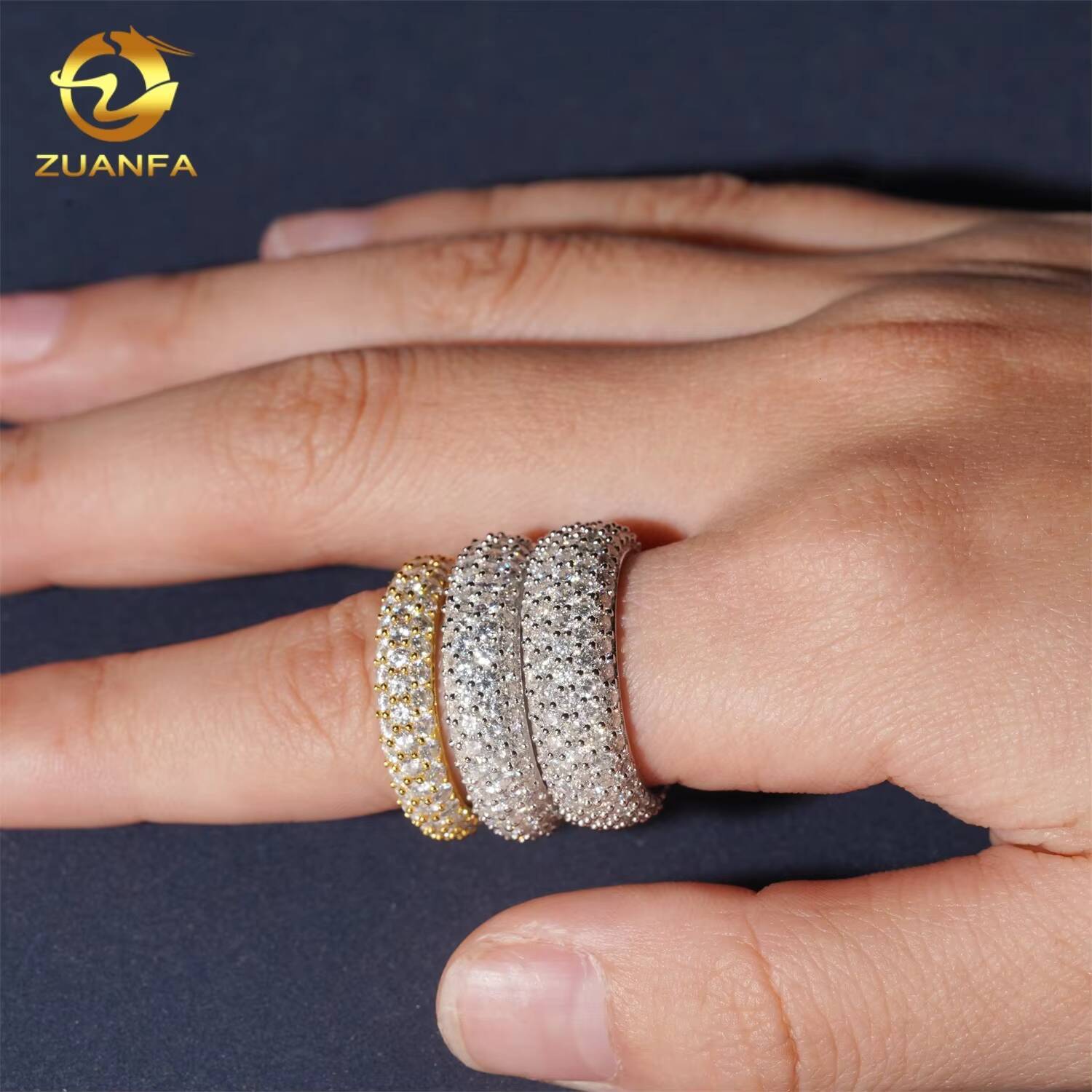 Popular Gemstone Jewelry Wholesale Price Iced Out 925 Silver Eternity Band Men Moissanite Hip Hop Ring