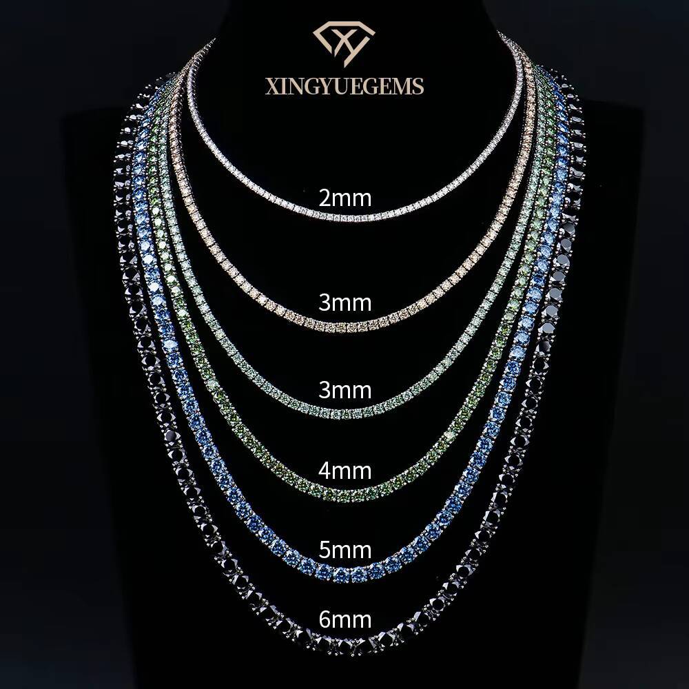Moissanite Colored Tennis Necklace 925 Sterling Silver VVS Pass Diamond Test Hip Hop Jewelry Fashion Mysterious Style for Men
