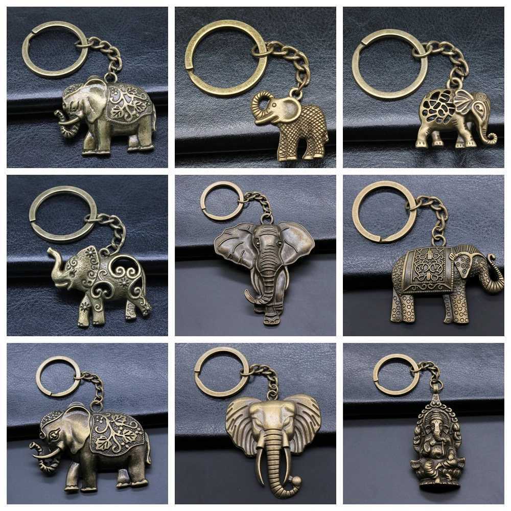New Fashion Men Car Keychain Key Ring DIY Metal Holder Chain Vintage Elephant Ancient Bronze Silver Color Pendant Gift G250802