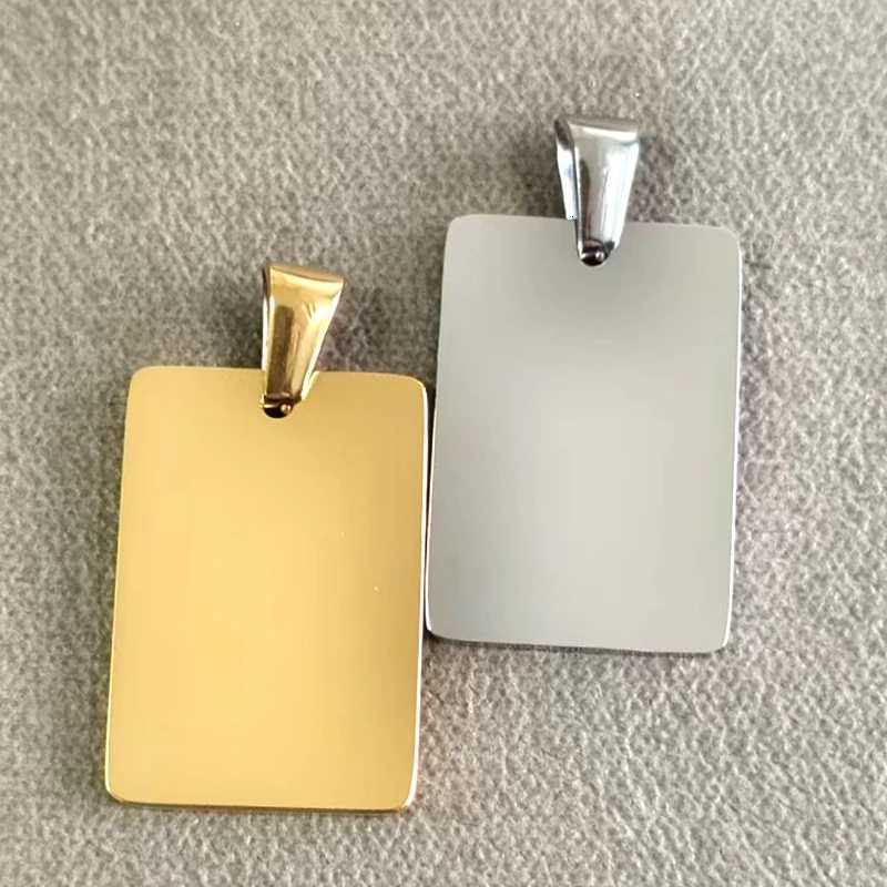 20pcs Stainless Steel Exquisite Buckle Rectangular Blank Pendant Mirror Polished Stainless Steel Pendant for DIY Necklace Making G250802