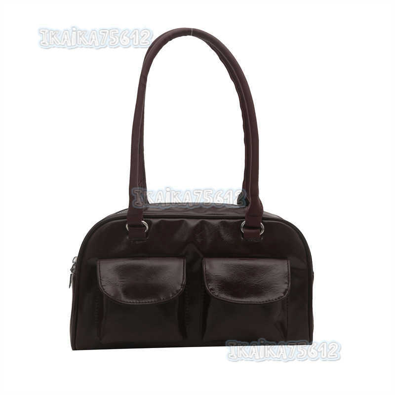 Oil Wax Leather Niche Design Bowling Underarm Bag for Women Simple Commuting Fashion Versatile Handbag Shoulder Bag H250804