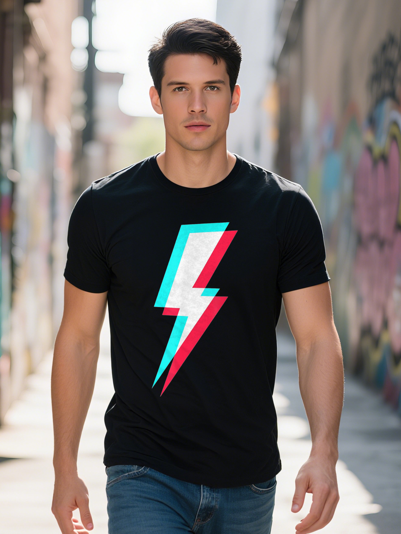 Men S T-shirt g Cotton Lightning Symbol Power Electricity Bolt Graphic T Shirt 413eb