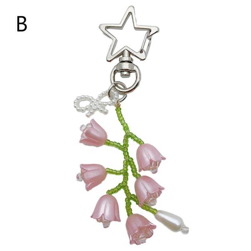 Flower Keychain Elegant Beads Holder Portable Keyrings Bag Pendant Suitable for Various Occasions G250802