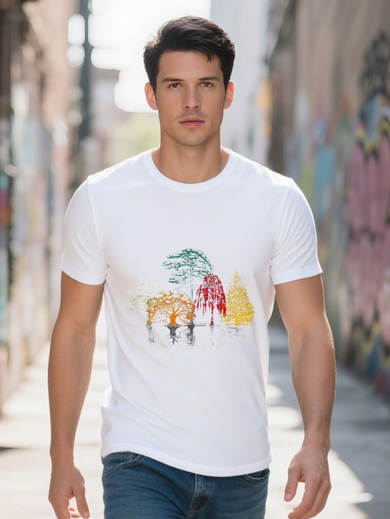 Colorful Trees Wildlife Nature Outdoor Reflection Forest T Shirt g 791d7