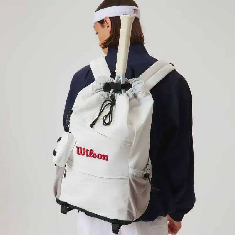 Tennis Racket Large Capacity Badminton Sports Backpack Drawstring Leisure Travel Bag With Mini Pocket for Men