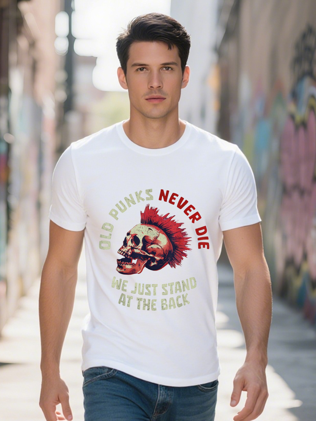 Old Punks Never Die Funny Music Lover Unisex Adults T-Shirt Black Small Short Sleeve funny graphic tee for men women 8b080