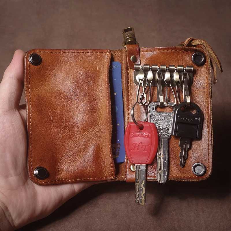 GURO Luxury Brand Genuine Leather Key Bag Multifunctional Waist Hanging Card Holder Coin Purse for Men and Women Car Key Case Organizer G250802