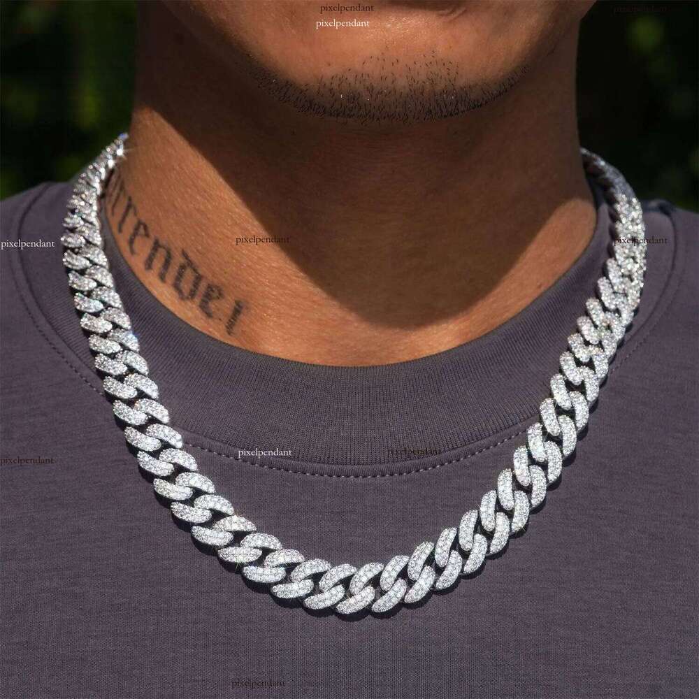 fashion pendant jewelry iced out hip hop miami link chains men women sier 15mm wide round shape vvs moissanite cuban necklaces and bracelets