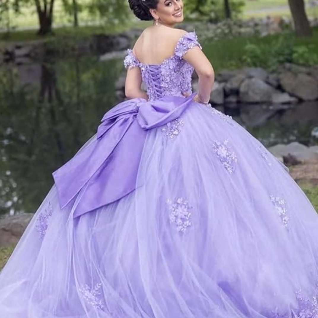 Lavender Off Shoulder Beads Quinceanera Dresses Ball Gown Sweet 16 Year Princess Dresses For 15 Years vestidos de 15 anos BC1462