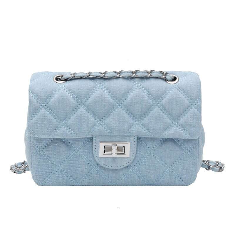 2025 Korean Style New Women's Fashionable Simple designer Denim Shoulder Classic Embroidered bags Quilted Chain Crossbody Bag