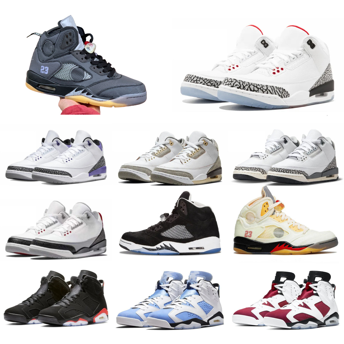 Trainers 3 J3 Basketball Sports Shoes Mens 5 6 Grey Black White Green Cement 3S Tennis Shoes Sail Muslin Reverse Metallic UNC Carmine 5S Oreo Infrared Women Sneakers V5