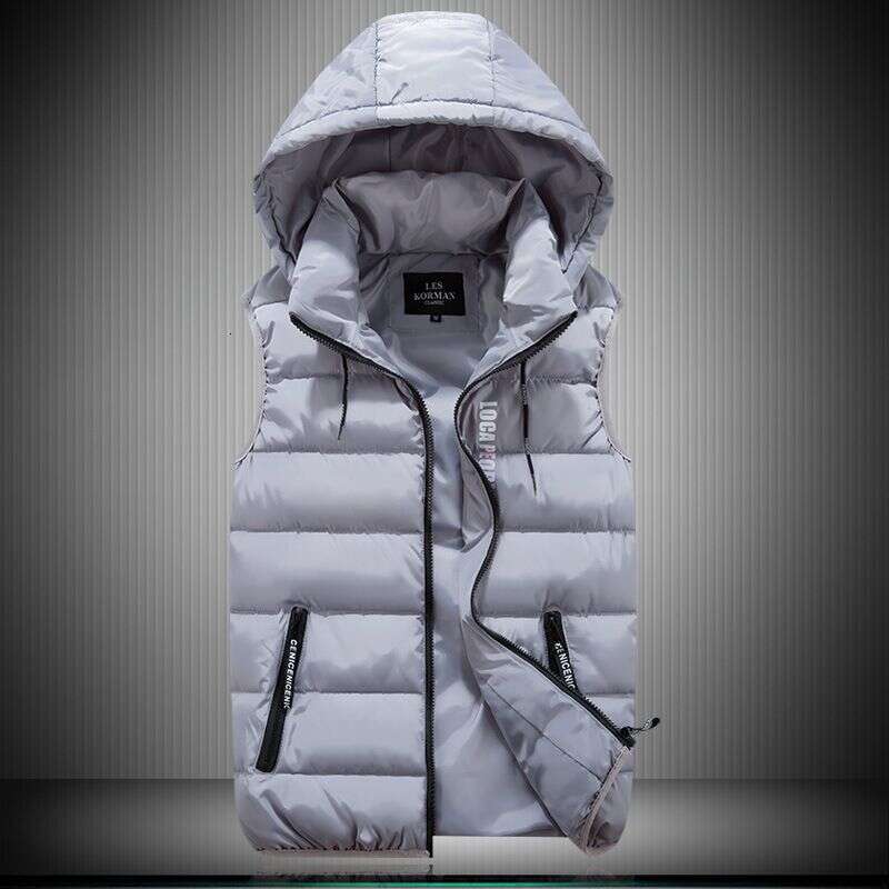 New Warm Cotton Vest For Men In Autumn And Winter, Detachable Hat, Short Student Work Clothes, Vest, Shoulder, Oversized