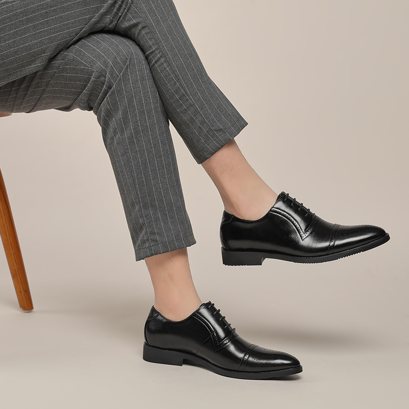 20411- New British color blocked lace up pointed block leather shoes for hairstylists, trendy men's shoes, low cut casual versatile single shoes