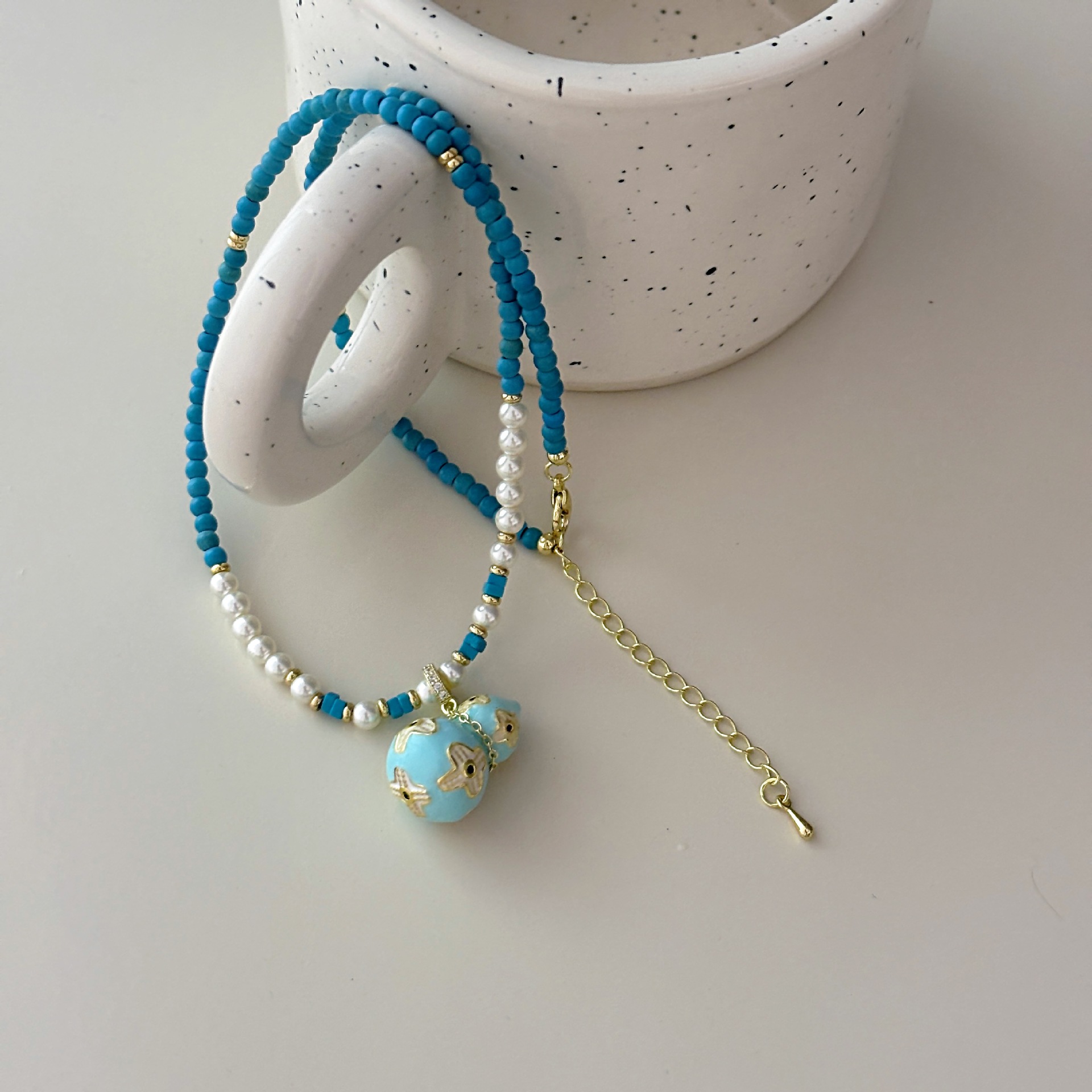 Chinese Neo Chinese Style Summer Trending Dopamine Color Enamel Drizzle Gourd Beaded Necklace for Women Vibrant Elegant Jewelry Accessory