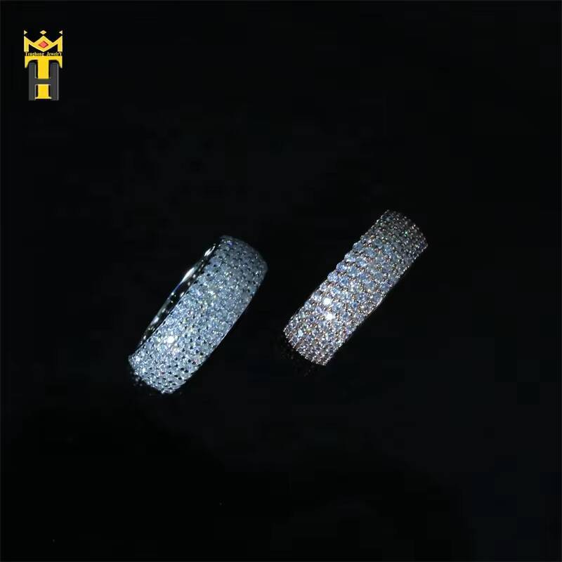 Wholesale Fashion Hip Hop Icedout Gemstone Bling Jewelry Mens Silver Rings