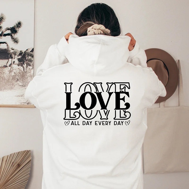 Free shipping designer New Women Drop Shoulder Sleeve Fleece Sweatshirt LOVE Letter Print Kangaroo Pocket Drawstring Print Hoodie High quality clothin