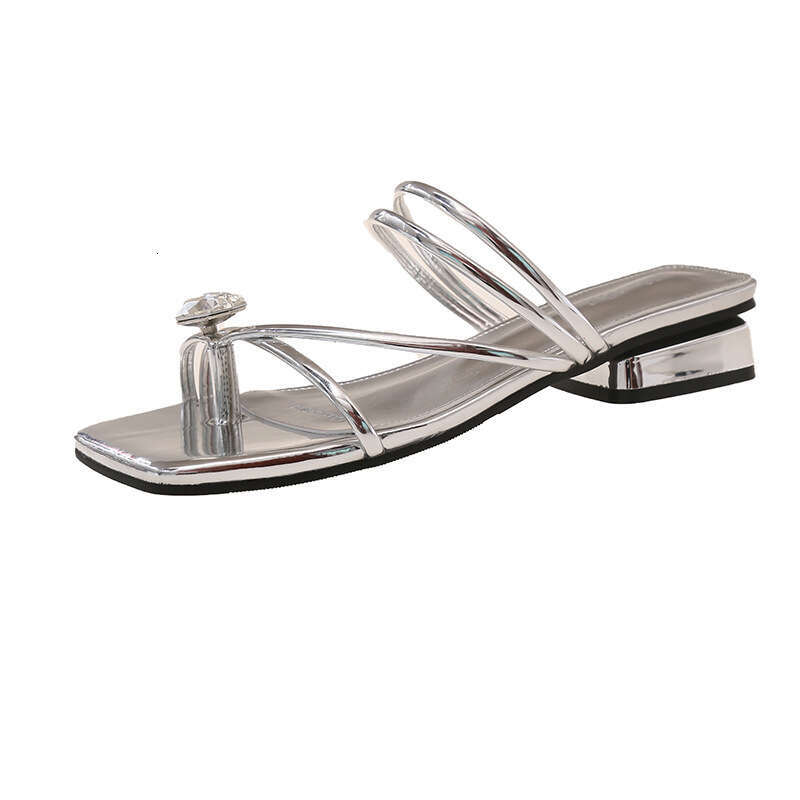 High Heels for Outdoor 2025 Summer New Versatile Niche French Fashion Bowknot Chunky Heel Slippers designer shoes Women Sandals