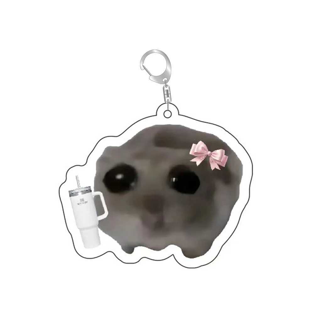 Fun Meme Im Just A Girl Sad Hamster Keychain Cartoon Game Acrylic Key Chain Ring Bag Backpack Charm Car Keyring Pretend Gift G250802