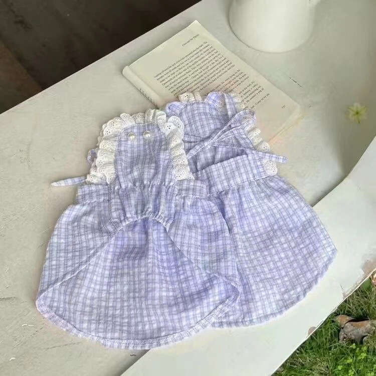 New Pet Spring Summer Autumn Plaid Strap Suitable for Teddy Bichon Dogs Cats Thin Princess Dress