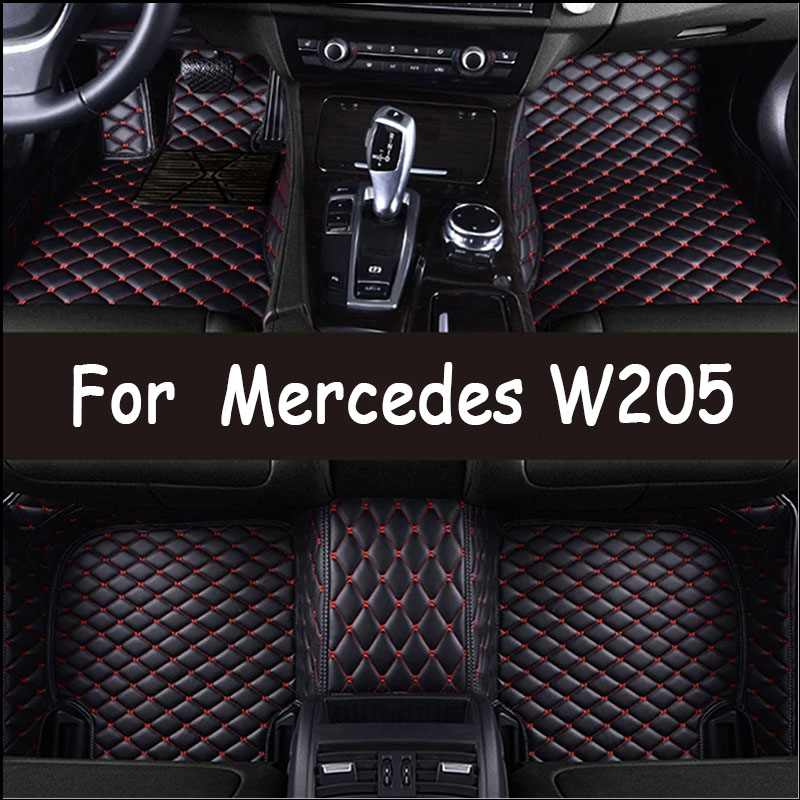 Custom Automotive Car Floor Mats For Mercedes W205 2014 to 2018 Auto Luxury Leather Men Women Car Mats Full Coverage