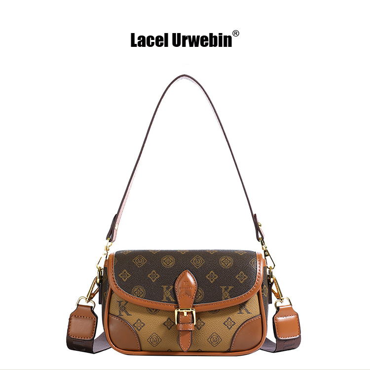 Women's bag, new temperament, splicing print, niche explosive versatile wallet, punch-free shoulder strap, fashionable shoulder bag