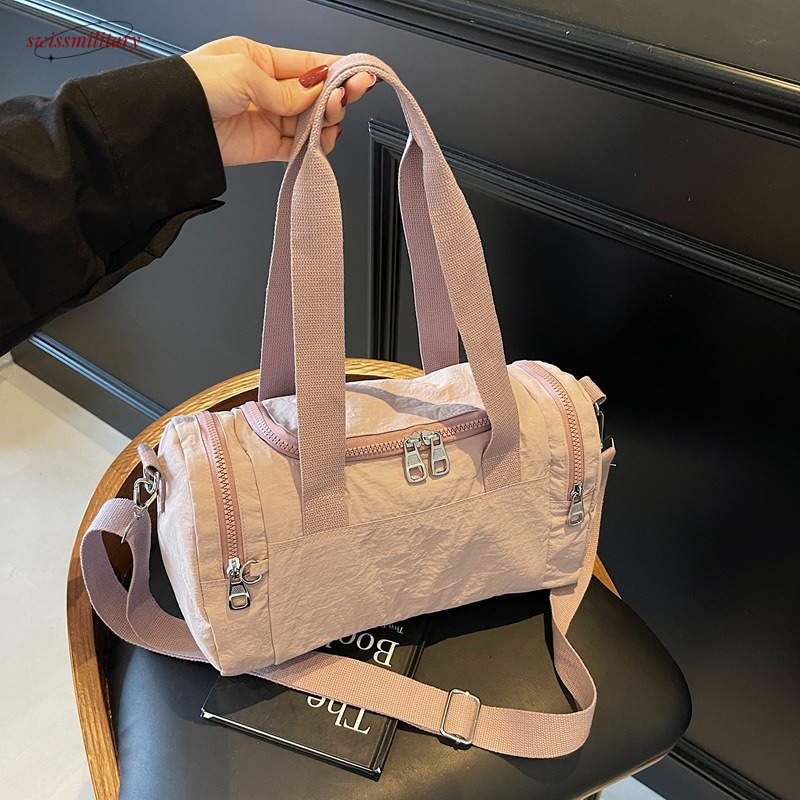 Korean Style Single Shoulder Fashion Casual Simple Large Capacity Trendy Women's Sports Bucket Pillow Bag Lightweight swissmilitary