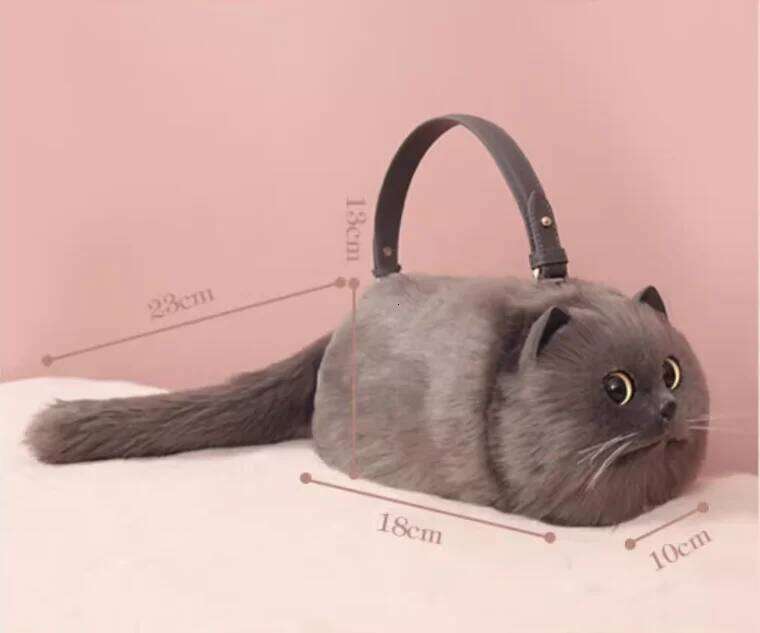 One Shoulder Female Design Small Man Messenger Versatile Hand Made Autumn and Winter Plush Cute Cat Bag