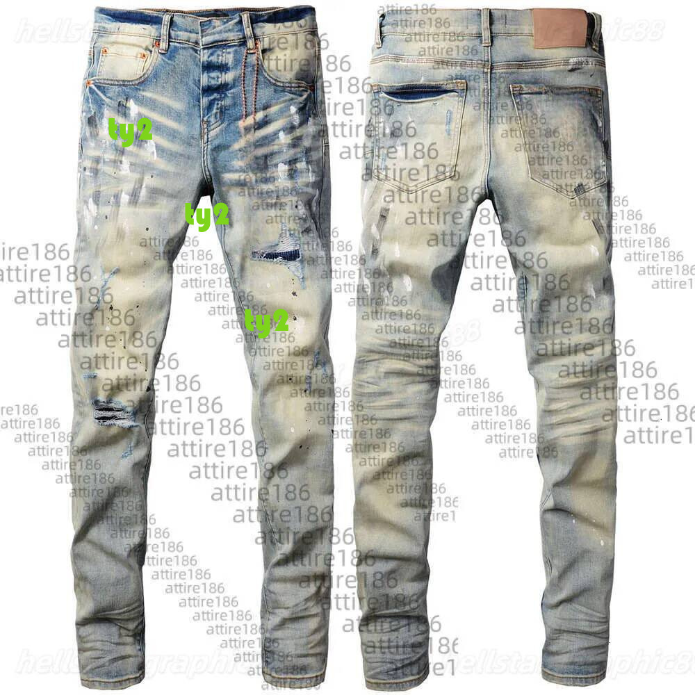 purples mens designer skinny jeans men pencil pants hole cotton print hip hop black jeans streetwear white trousers fashion pants high-end quality sli