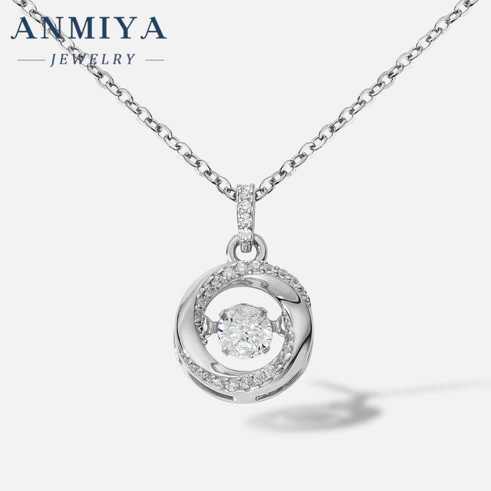 Fashion Jewelry White Gold Plated 925 Sterling Silver Chain Round Moissanite Diamond Pendant Women Necklace With GRA Certificate