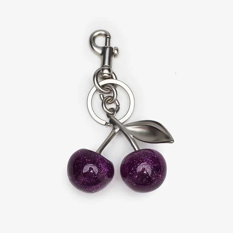 Purple Cherry Charm Pendant Decoration Womens High-Grade Keychain For Fashionable Handbag Shoulder Bag Christmas Gift G250802