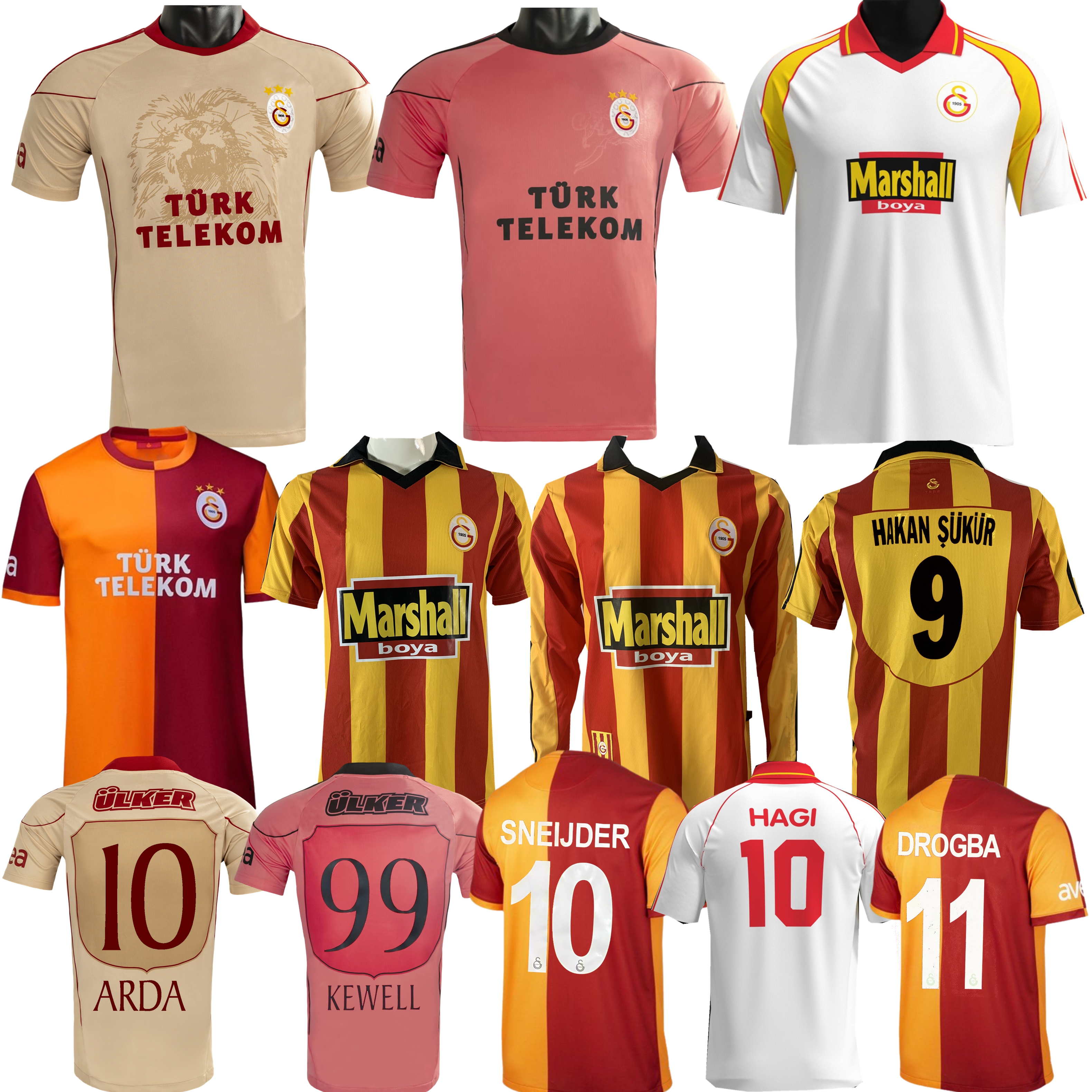 2010 2011 Galatasaray retro Soccer jerseys Team Uniforms from Arda HAGI Seasons 1999-2000, 2013-2014 with Star Player Names