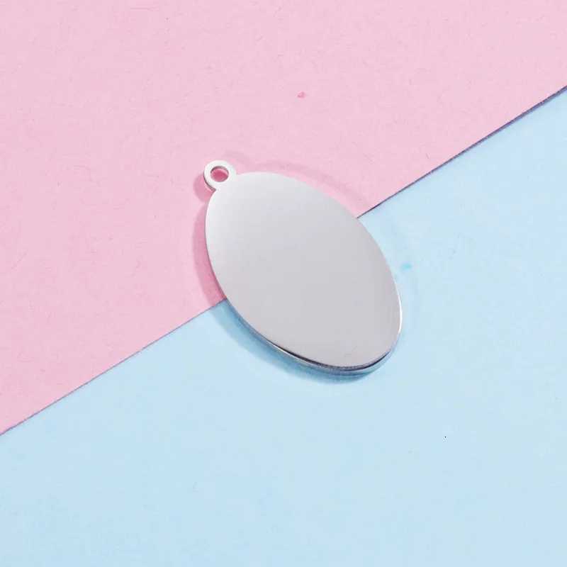 Polished Electroplated Oval Stainless Steel Pendant with Mirror Finish Used for DIY Making Necklaces etc. G250802