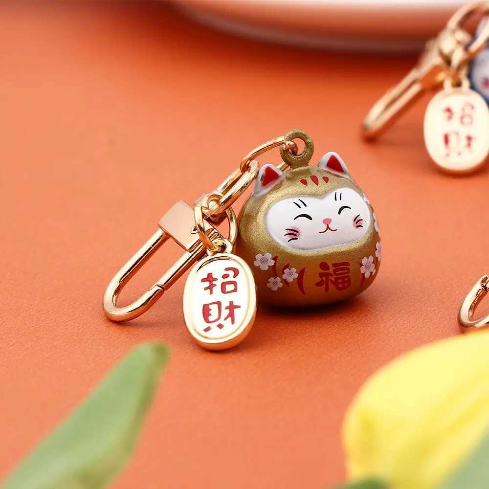 Japanese Cute Lucky Cat Keychains Cartoon Lucky Cat Key Chains Car Bag Charm Ornaments Pendant Keyring Couple Gift G250802