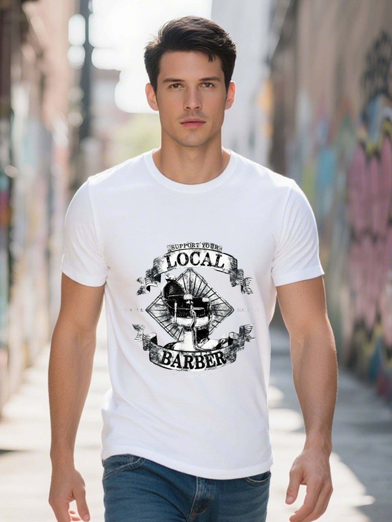 Men S T-shirt g Cotton Support Your Local Proud Barber Vintage Distressed T Shirt ecccd