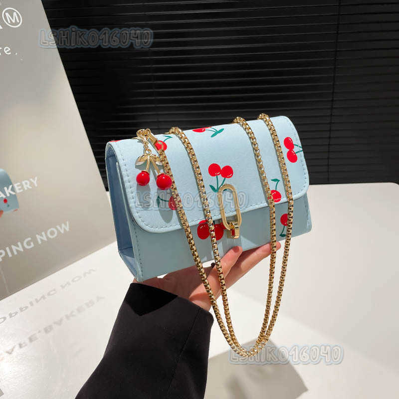 2025 New Fashionable Casual Saddle Bag Style Fresh Sweet Cherry Print Single Shoulder Crossbody Bag H250804