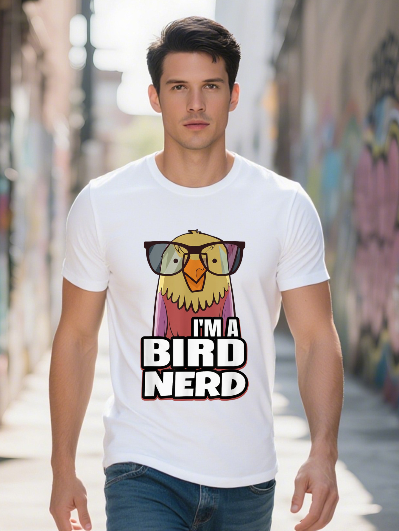 Men s Cotton T Shirt I am a Nerd Funny Cartoon Design Casual Comfortable Short Sleeve Round Neck Perfect for dbc2a