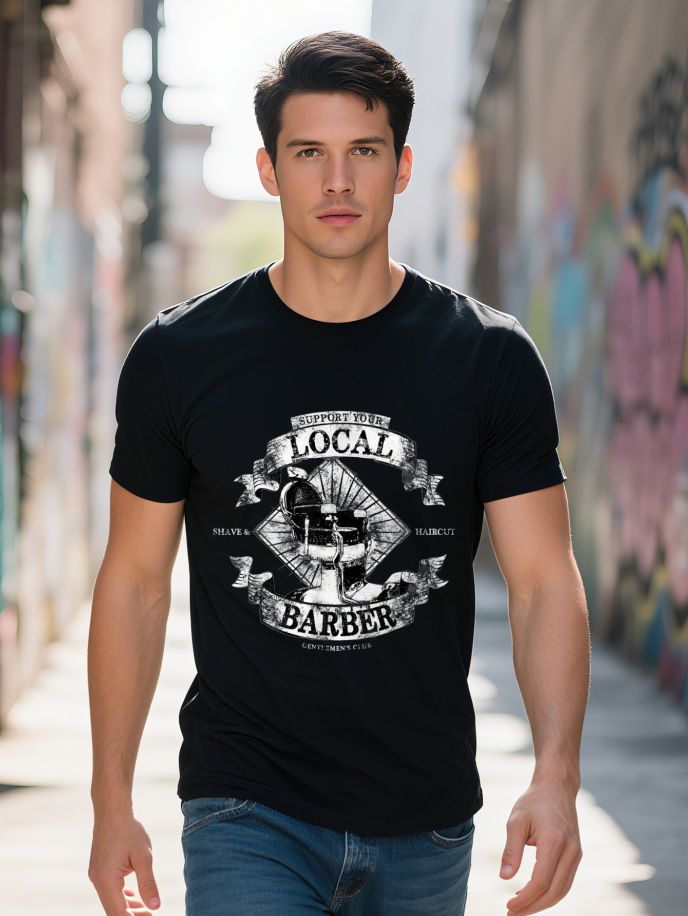 Men S T-shirt g Cotton Support Your Local Proud Barber Vintage Distressed T Shirt ecccd