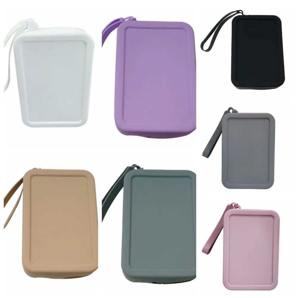 Morandi Color Silicone Cosmetic Bag Rectangle Coin Purse Multifunction Storage Bag Makeup Brush Holder Large Capacity G250802