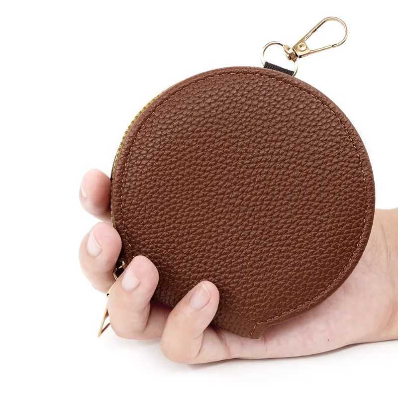 Customized Keychain Blank Laser Engrave PU Leather Womens Zipper Coin Purse Portable Round Mini Personalized Hanging Bag G250802