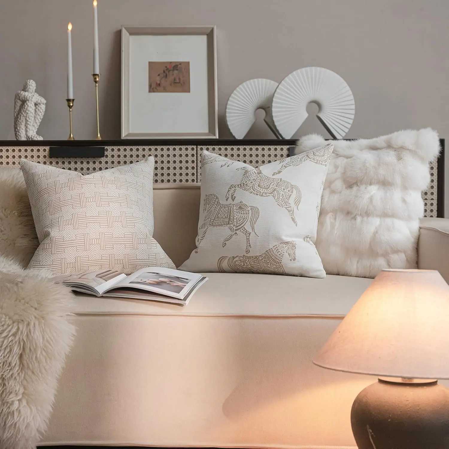 Geometric Jacquard Cushion Covers Premium Oatmeal Grey Modern Minimalist Home Decor High-End Designer Throw Cases R250804y