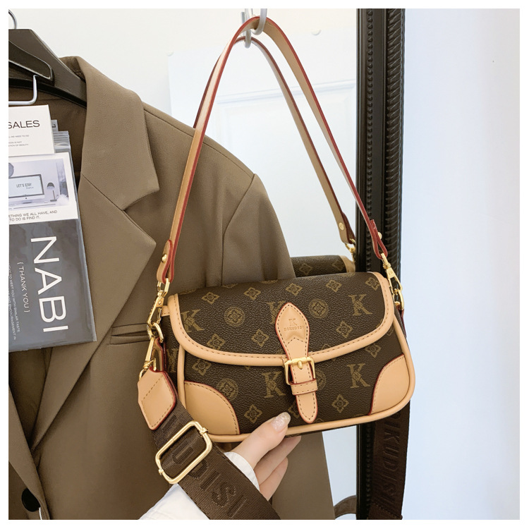 Women's bag new temperament, splicing print niche explosive versatile wallet punch-free shoulder strap fashionable shoulder bag2025