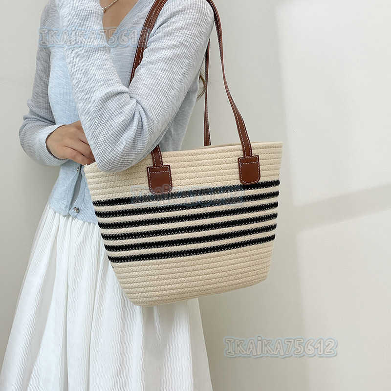 Casual Beach Tote Bag Large Capacity Woven Shoulder Bag Straw Bag for Women Summer Personality Straw Bag Bucket Bag H250804