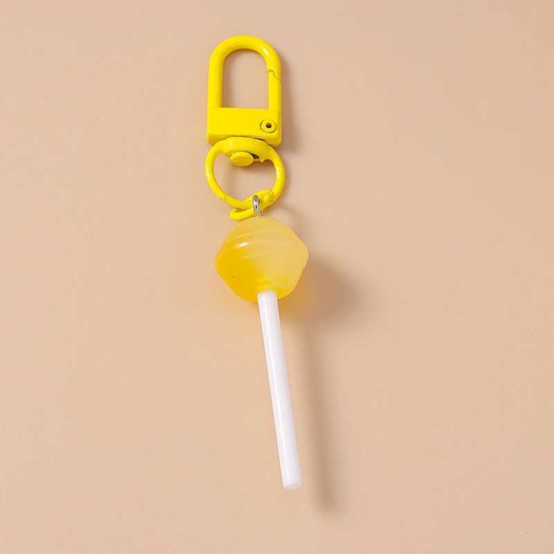 Cute Resin Candy Lollipop Keychain Mini 3D Simulation Food Key Rings for Women Girls Handbag Pendant DIY Kids Jewelry Gifts G250802