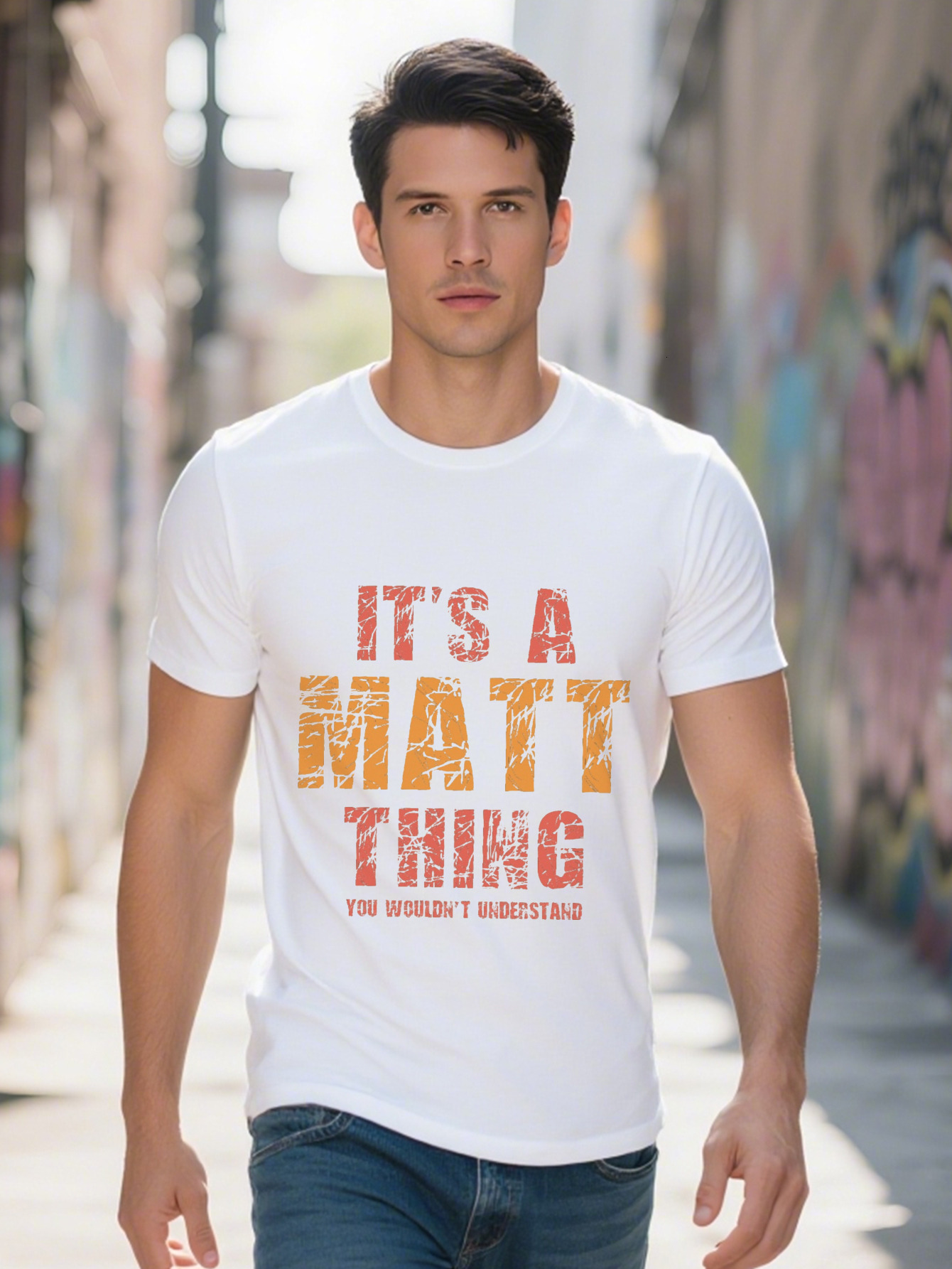 3D Fun Matt Themed Printed T-Shirt Casual Short Sleeve Tees Men Perfect for Summer 8d71b